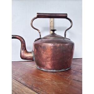 Antique  Copper Gooseneck Tea Kettle Pot